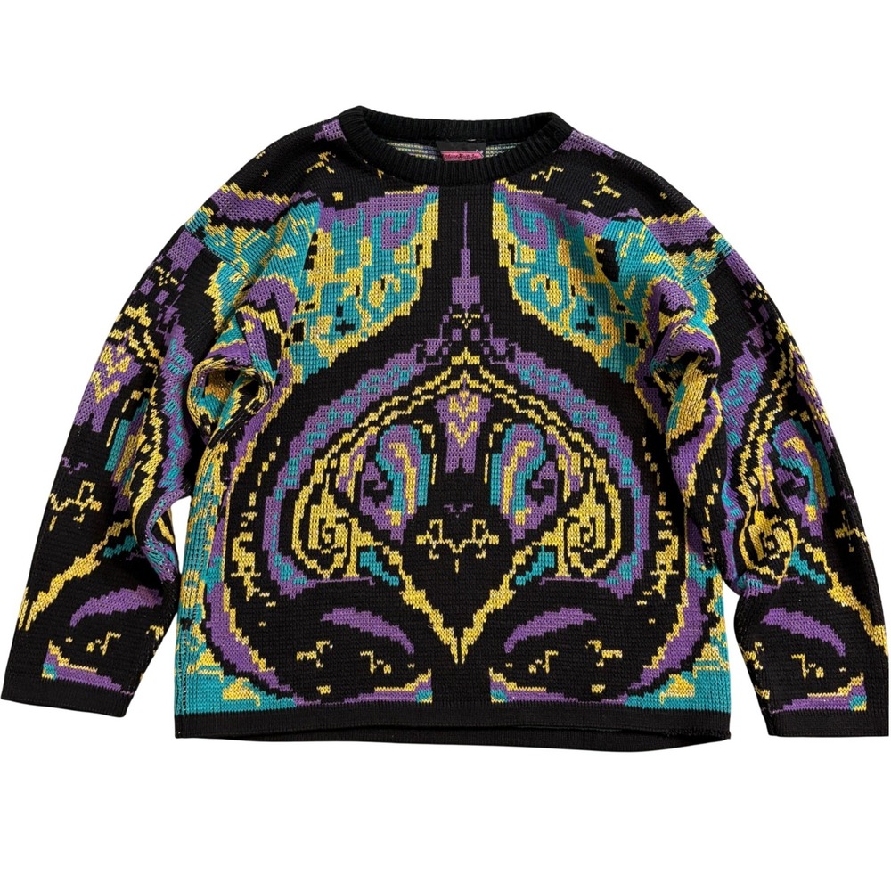 Vintage Fortune Knits Inc Women's Abstract Geometric Crewneck Sweater 90s USA